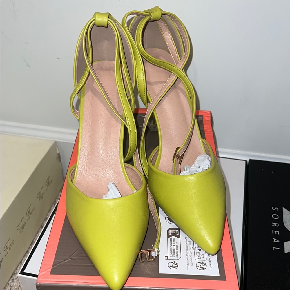 Lime Green Strappy Women's Heels
